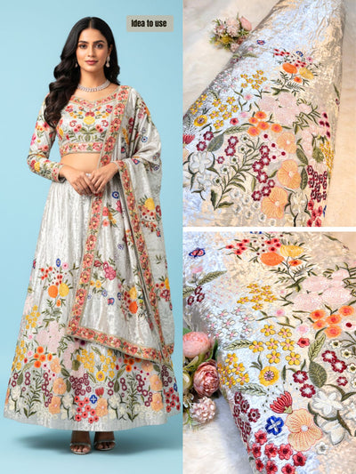 Kiara Pure Velvet Thread and Zari Embroidery with Daaman Design 50 inch width