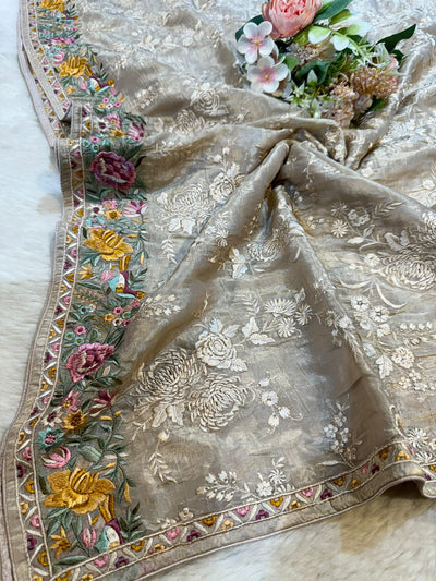 Luthfa Tissue Organza Parsi Gara dupatta (2.30 meter length)