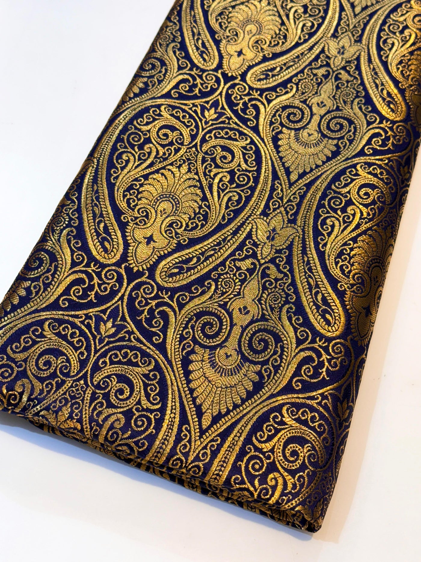 Navy Blue Banarsi Brocades Talwar Pattern 44 inch width (P)
