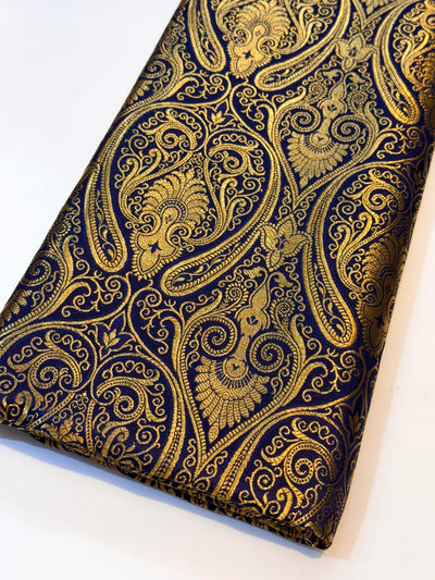 Navy Blue Banarsi Brocades Talwar Pattern 44 inch width (P)