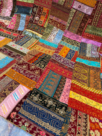 Silk Parchwork Lace Fabric Checks Pattern 48 inch width
