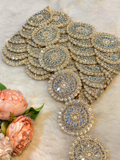 (Wholesale pack of 9 meter ) Lace Border With Cutdana Sequins Stone and Mirror work
