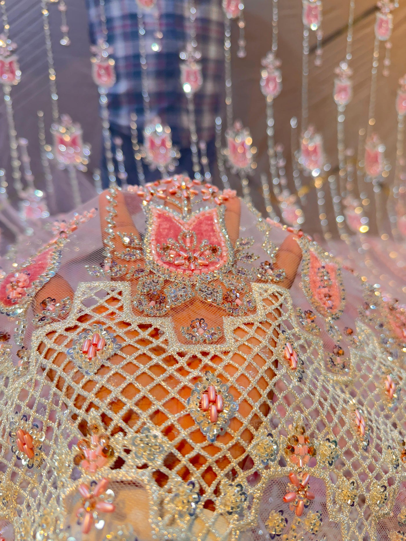 Imported Handwork Net Embroidery with Velvet Applique Work 54 inch width