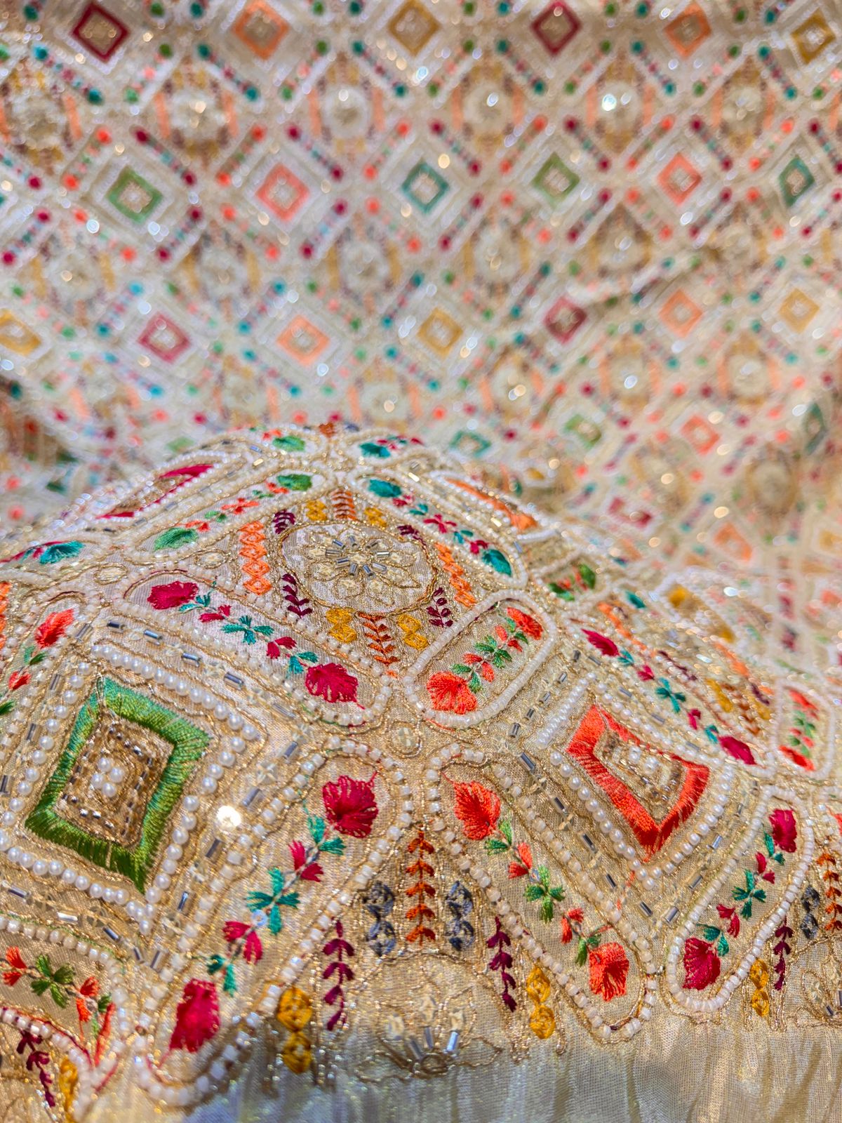 Prince Zari Tissue Handwork Embroidery Fabric 44 Inch width