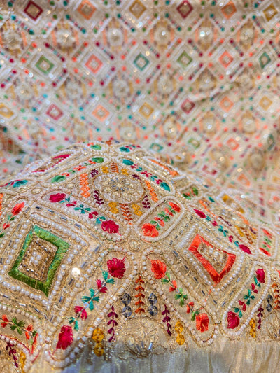 Prince Zari Tissue Handwork Embroidery Fabric 44 Inch width
