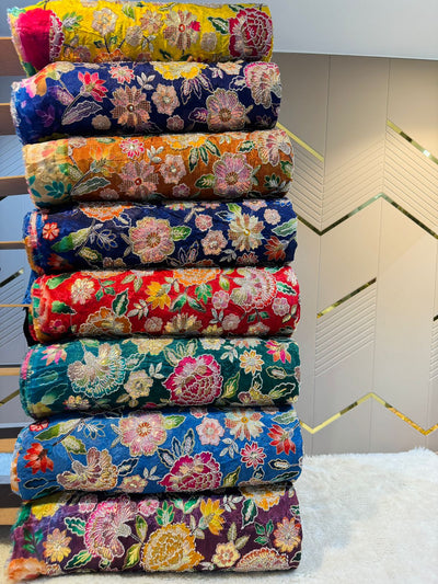 Iqra Pure Chinon  Handwork Embroidery 44 Inch width