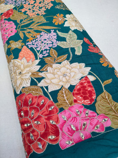 Boho Big Width Silk Floral Embroidery Handwork 48 inch width