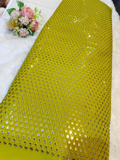 Pure Viscose Georgette Mirrror Embroidery 44 inch width