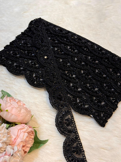 (Wholesale pack of 9 meter ) Lace Border With Cutdana and Sequins Work