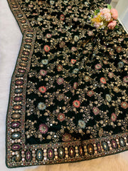 Bottle Green Pure velvet Limited Edition Dupatta With Embroidery 2.40 meter length