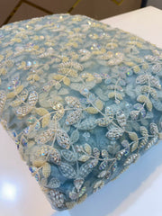 (Precut of  0.75 Meter) Zarur Pearl Handwork Nets 44 inch width