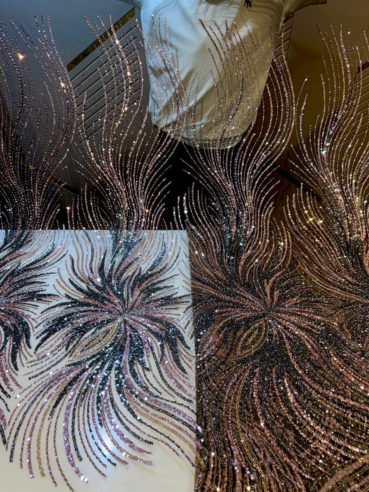 Qurbat Handwork Net Embroidery Cutdana 54 Inch width