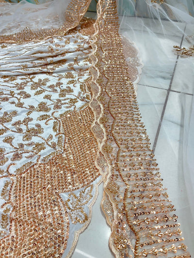 (Mix and Match ) Pure Velvet Handwork Embroidery 54 inch width / Net Dupatta With Two side Borders  37 inch width