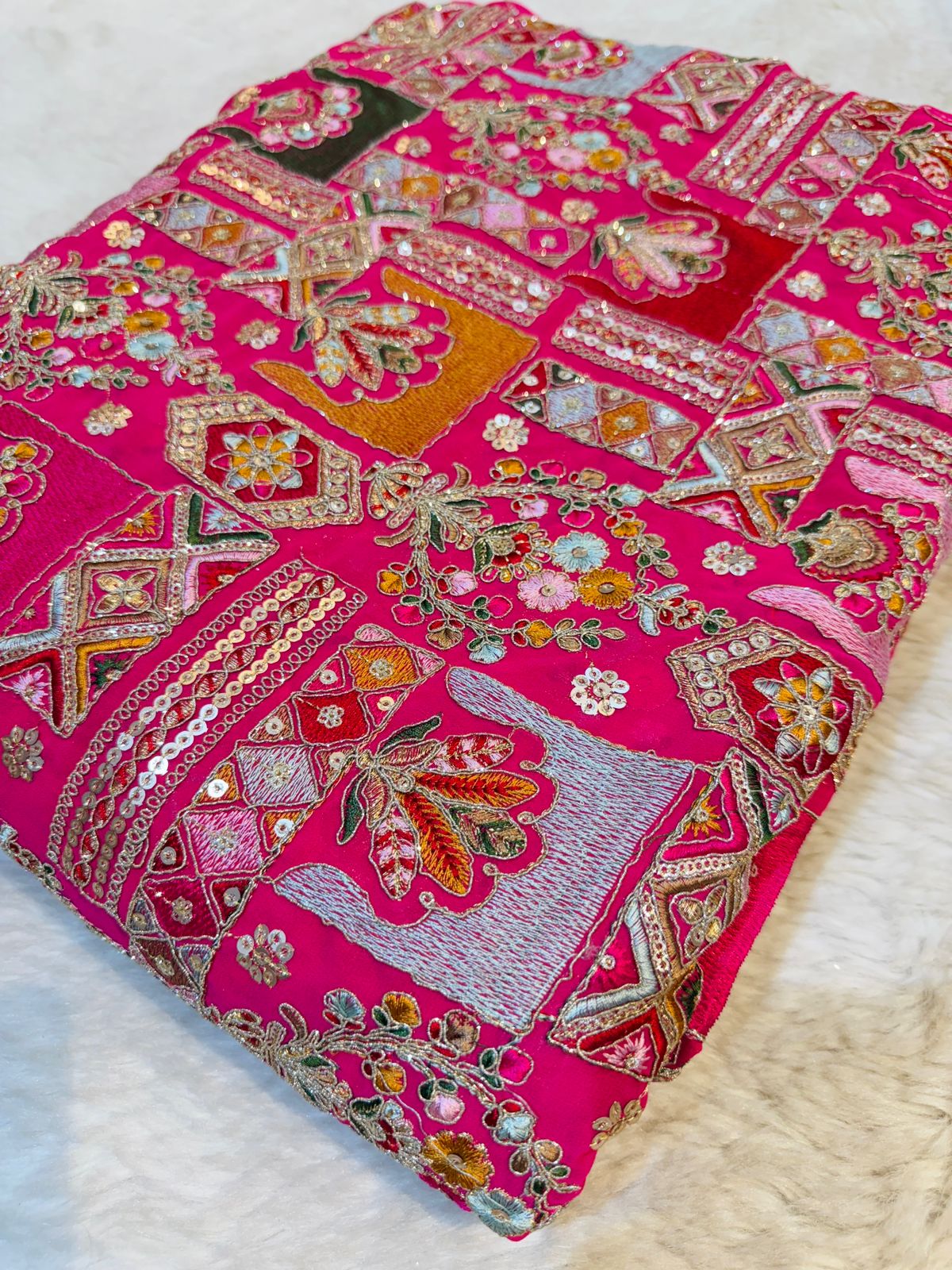 Arzoo Georgette Thread and Sequins Embroidery 44 Inch width