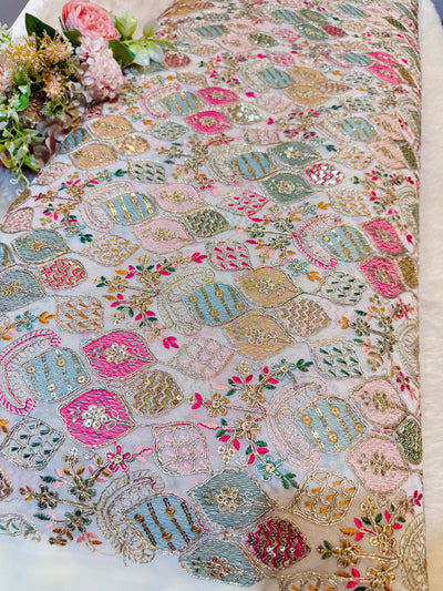 Zia Georgette Thread and Sequins Foil Embroidery 44 inch width