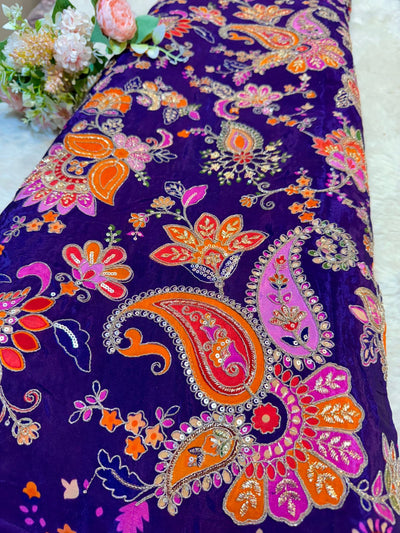 Jasmine Pure Crape Floral Embroidery 44 Inch Width