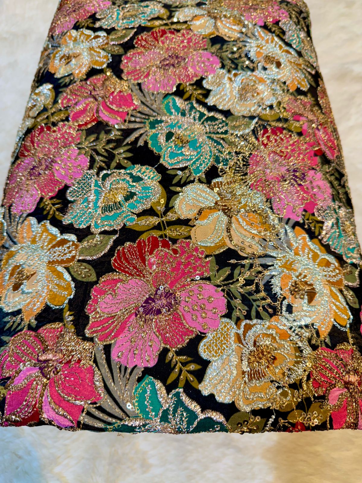 Arfia Pure Viscose Floral Embroidery 44 Inch Width