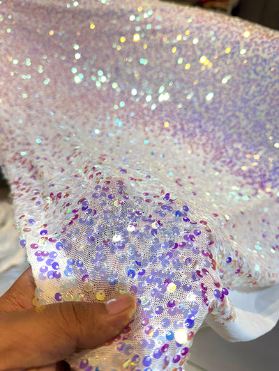 Imported Net Lycra With Unicorn Sequins Embroidery 54 inch width stretchable