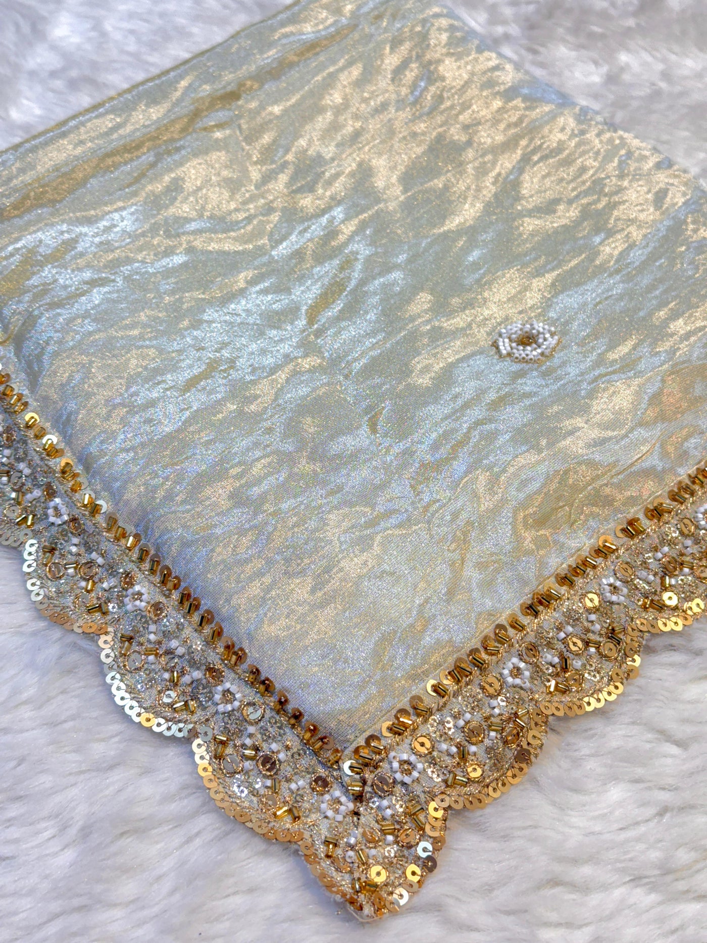 Mehz Zari Tissue Handwork Dyeable Dupatta (2.40 meter length)