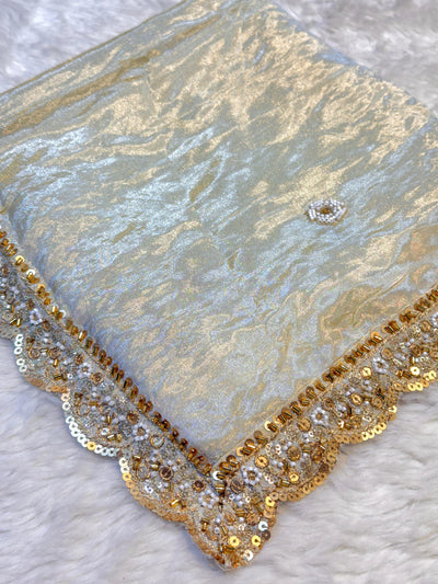 Mehz Zari Tissue Handwork Dyeable Dupatta (2.40 meter length)