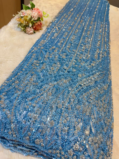Zizi Imported Net Handwork Embroidery Cutdana and Sequins work 54 Inch width