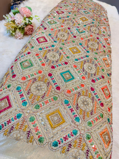 Prince Zari Tissue Handwork Embroidery Fabric 44 Inch width