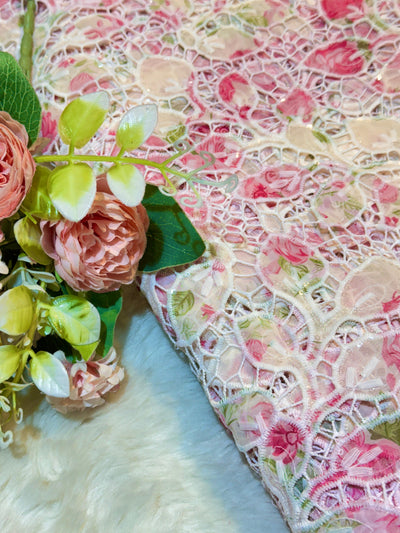 Vini Imported Georgette Crochet With Floral Print 50 Inch Width