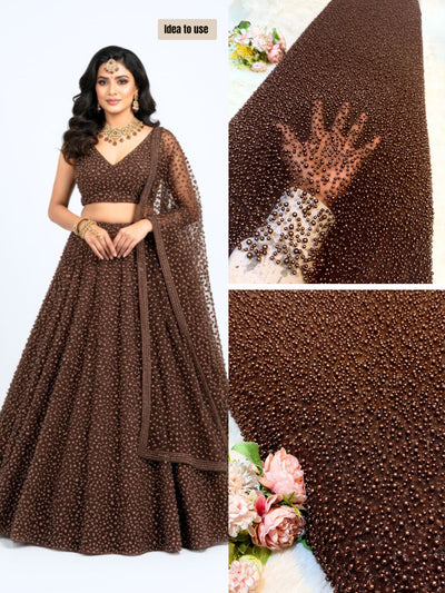Imported Handwork Net Embroidery With Scattered Pearls Work 54 inch width