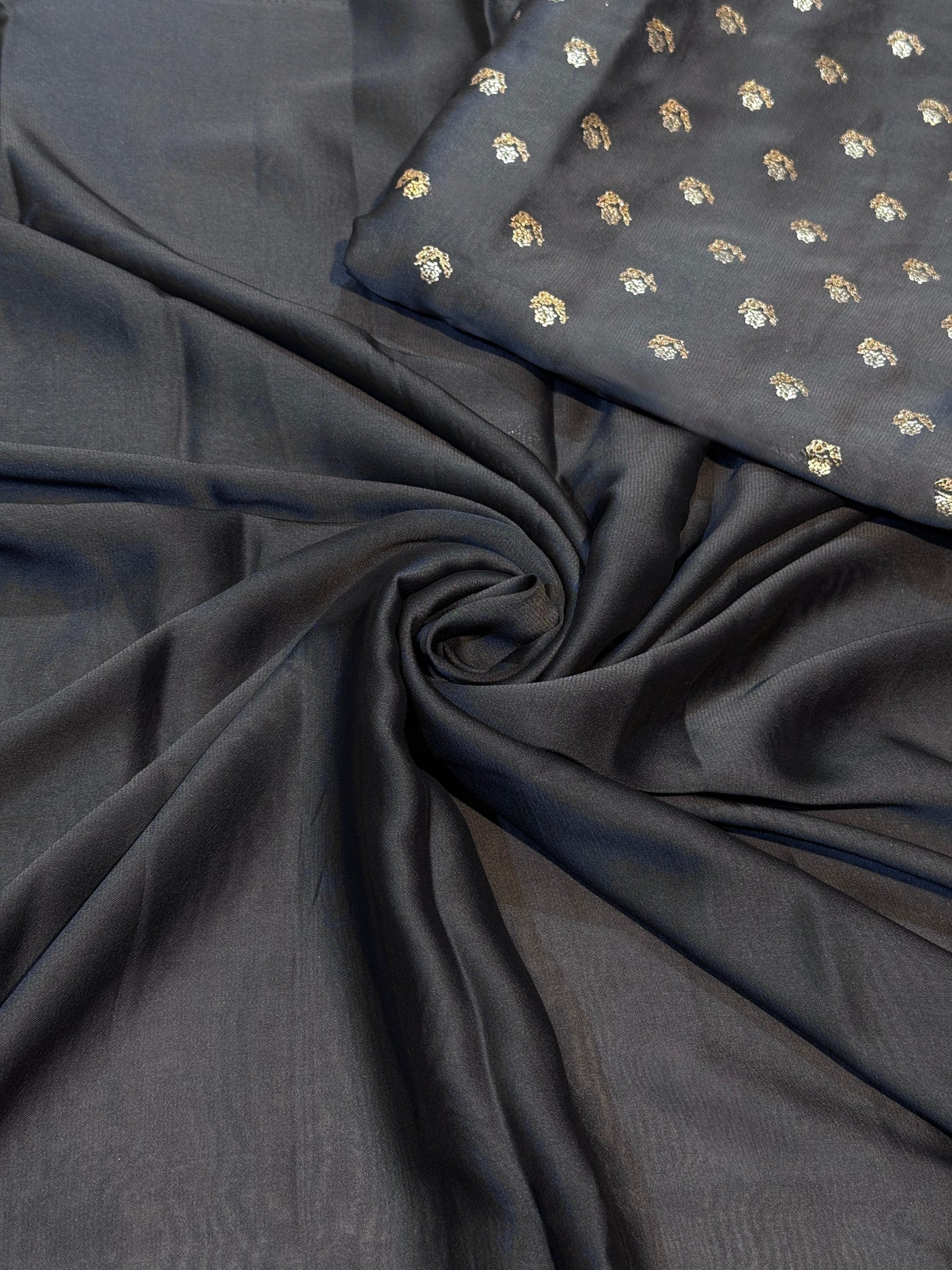 Grey Two Tone Georgette Suit Set (2.5 Meter Shirt with Foil / 2.5 Meter plain bottom)