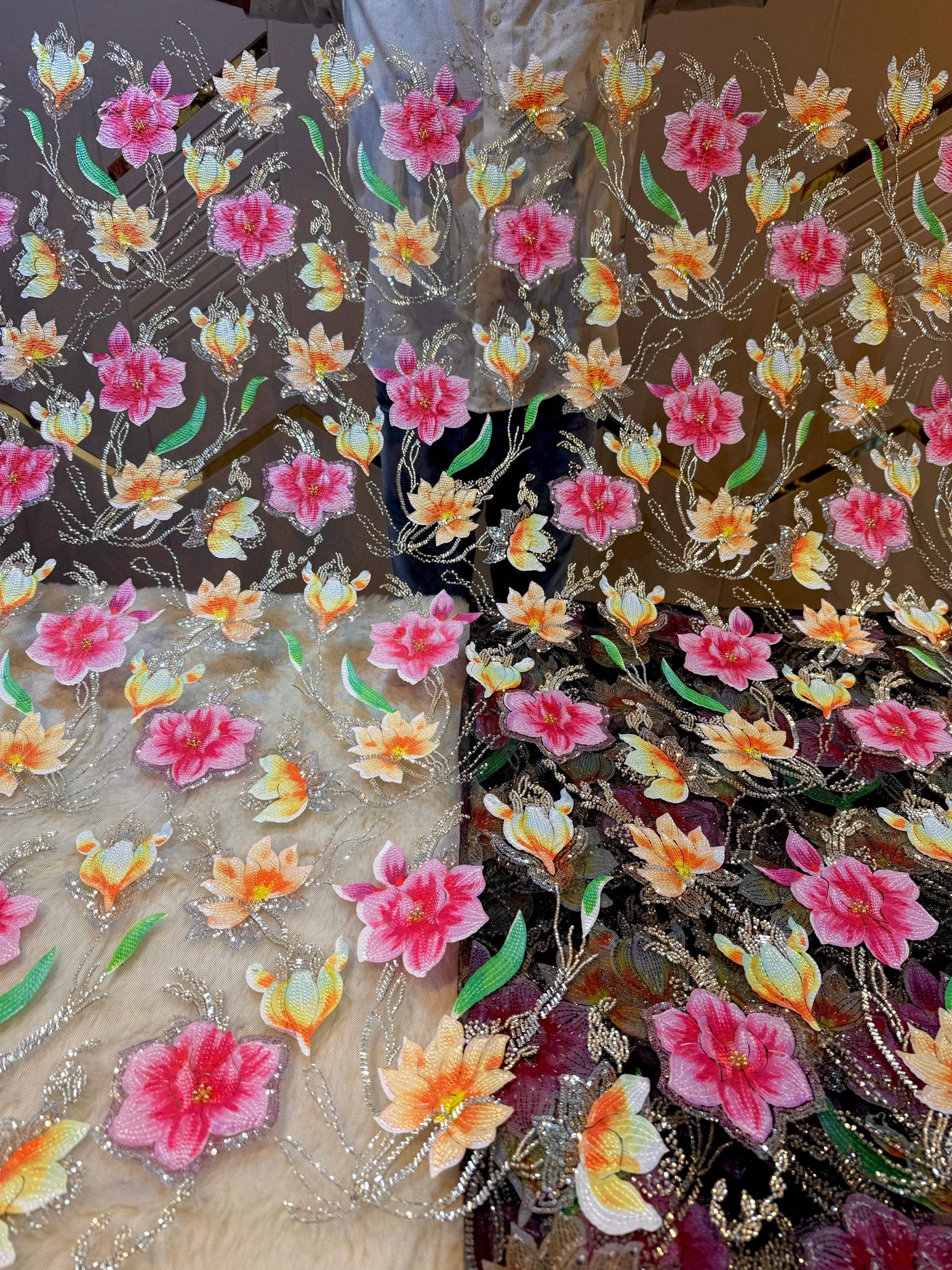 Zoya Appliqué Handwork Net Embroidery With Florals 54 inch width