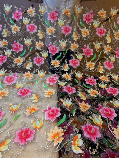 Zoya Appliqué Handwork Net Embroidery With Florals 54 inch width