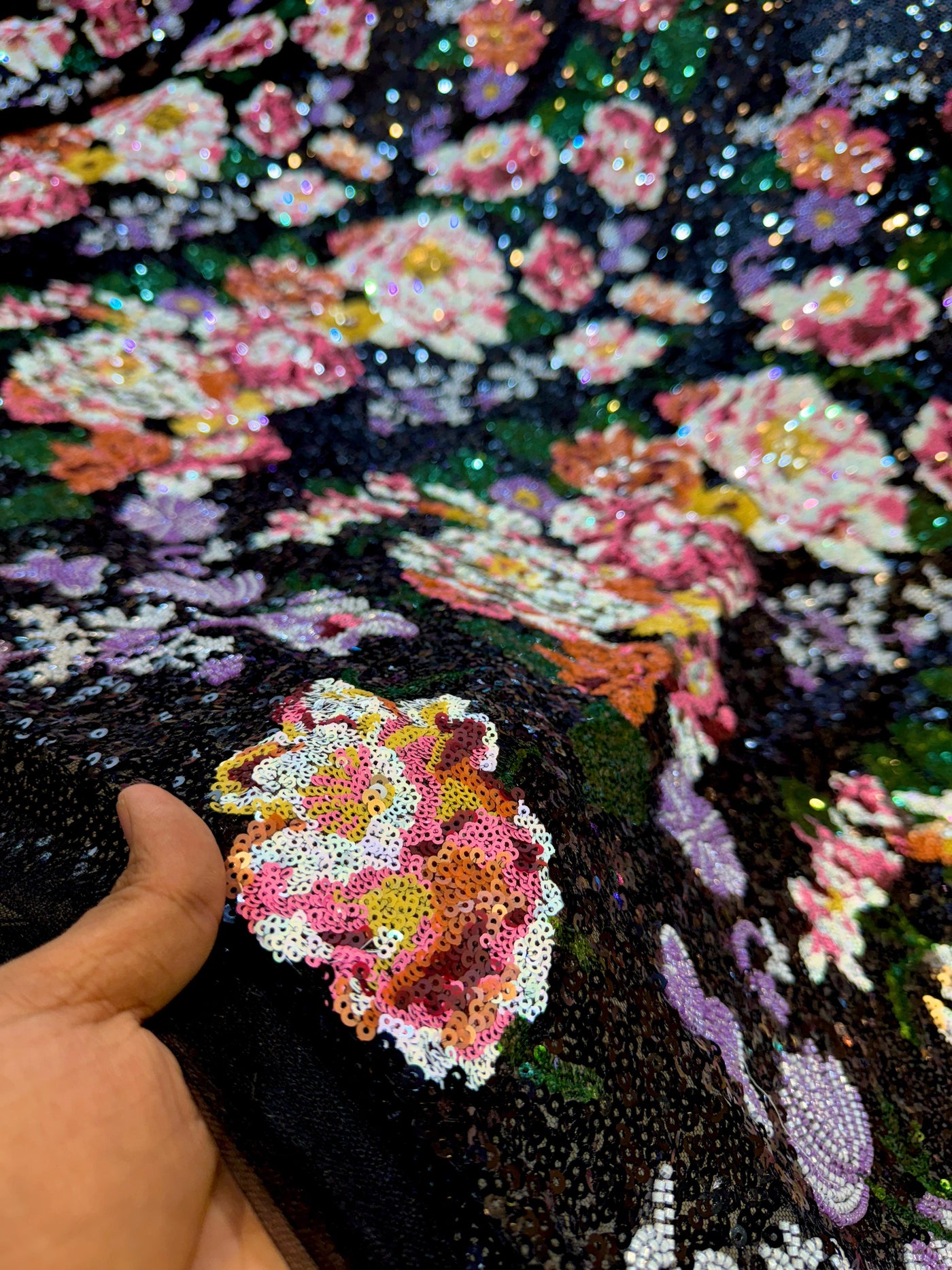 Net Handwork Embroidery With Sequins and Cutdana Work 54 Inch Width