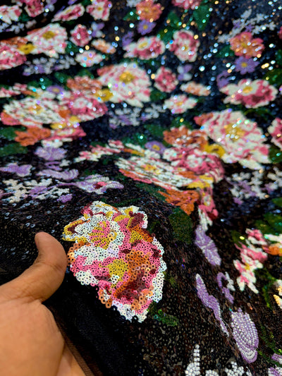 Net Handwork Embroidery With Sequins and Cutdana Work 54 Inch Width