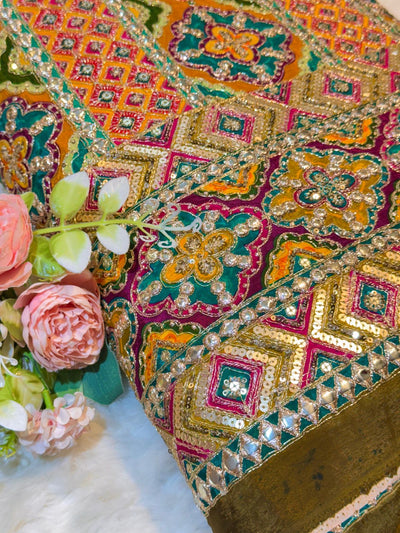 Guzarish Crape Floral Embroidery  48 inch width