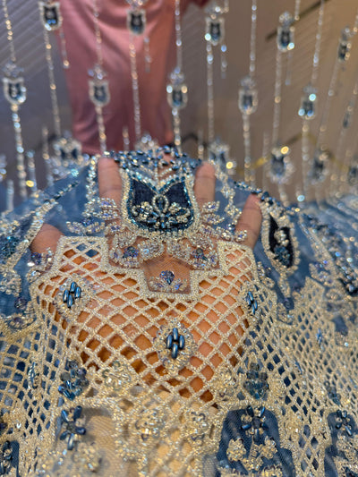 Imported Handwork Net Embroidery with Velvet Applique Work 54 inch width
