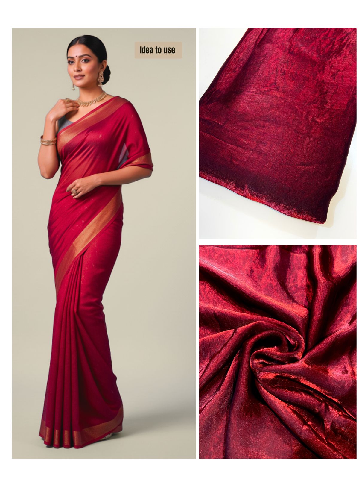 Supersoft Two Tone Satin Organza Fabric 44 inch width (Shade BF-2740)