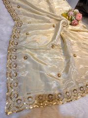 Mehz Zari Tissue Handwork Dyeable Dupatta (2.40 meter length)