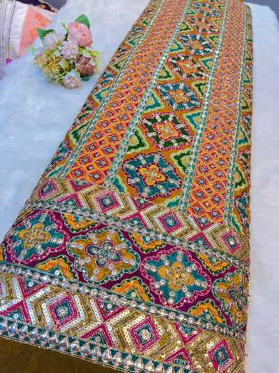 Guzarish Crape Floral Embroidery  48 inch width
