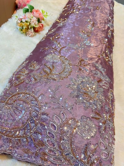 Ibiza Jimmy choo Purple Tissue Handwork Embroidery 54 inch Width