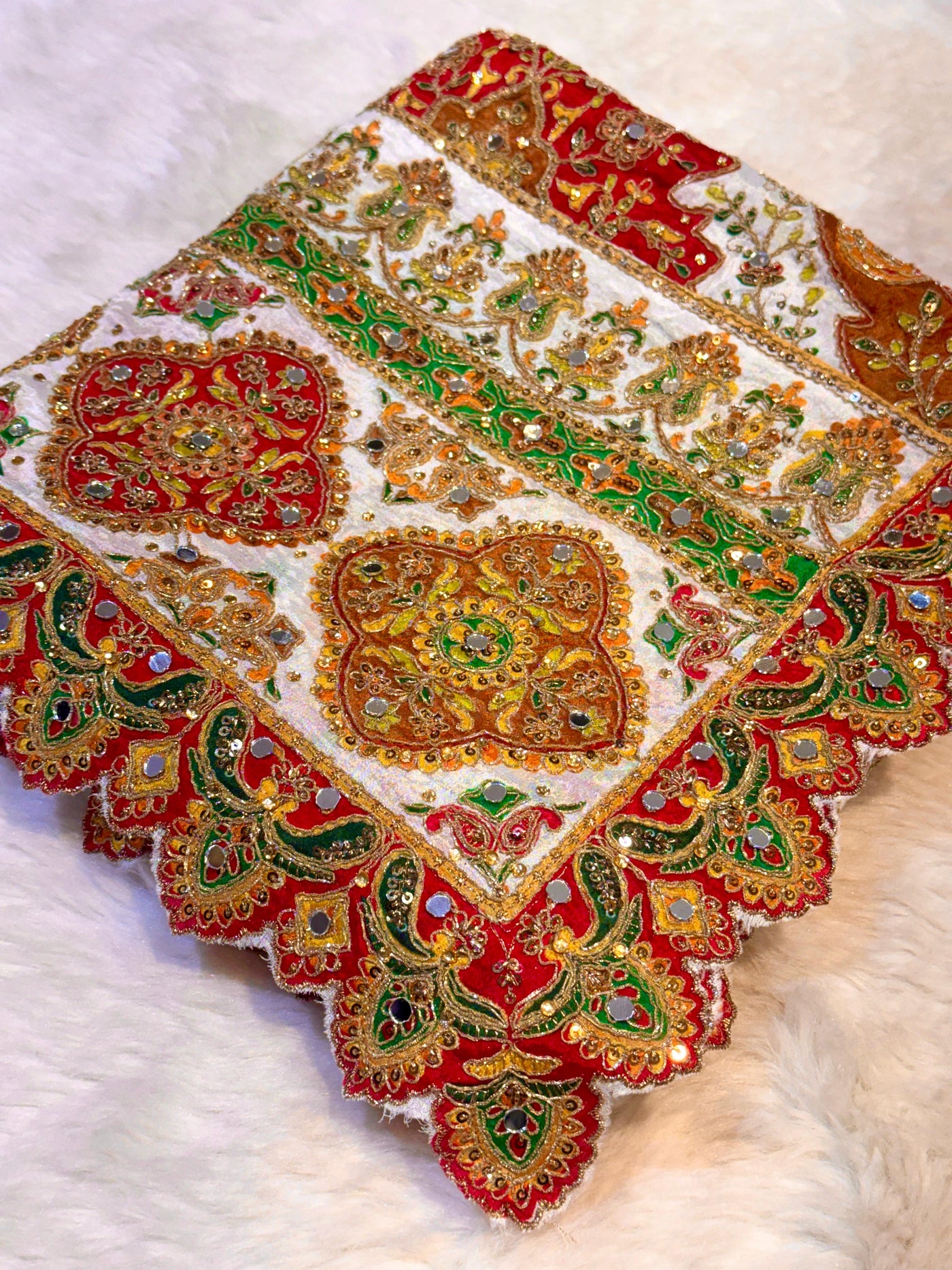 Pure Chinon Leher Handwork  Dupatta With real mirror work 2.50 meter length