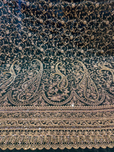 Sana Pure Crape Embroidery Paisley Design 48 inch width