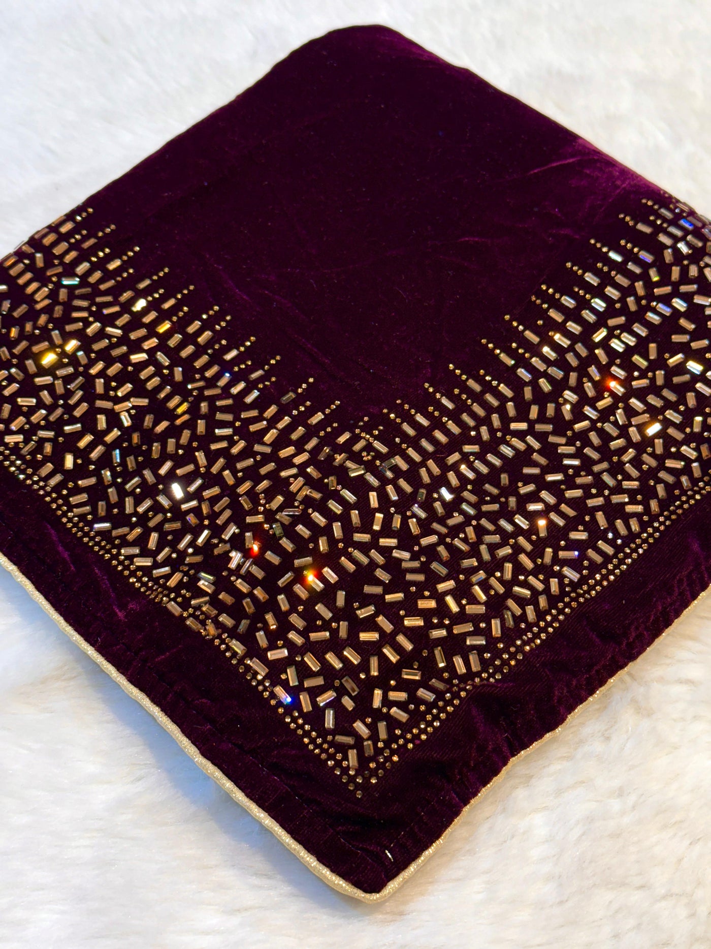 Wine Velvet stoles With Stone Work 2.10 meter length 37 inch width