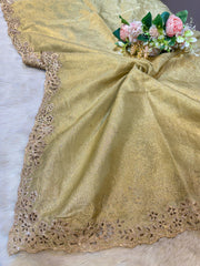 Heeramandi Pure Crush Tissue Dupatta With Cutwork Four side 2.50 Meter length