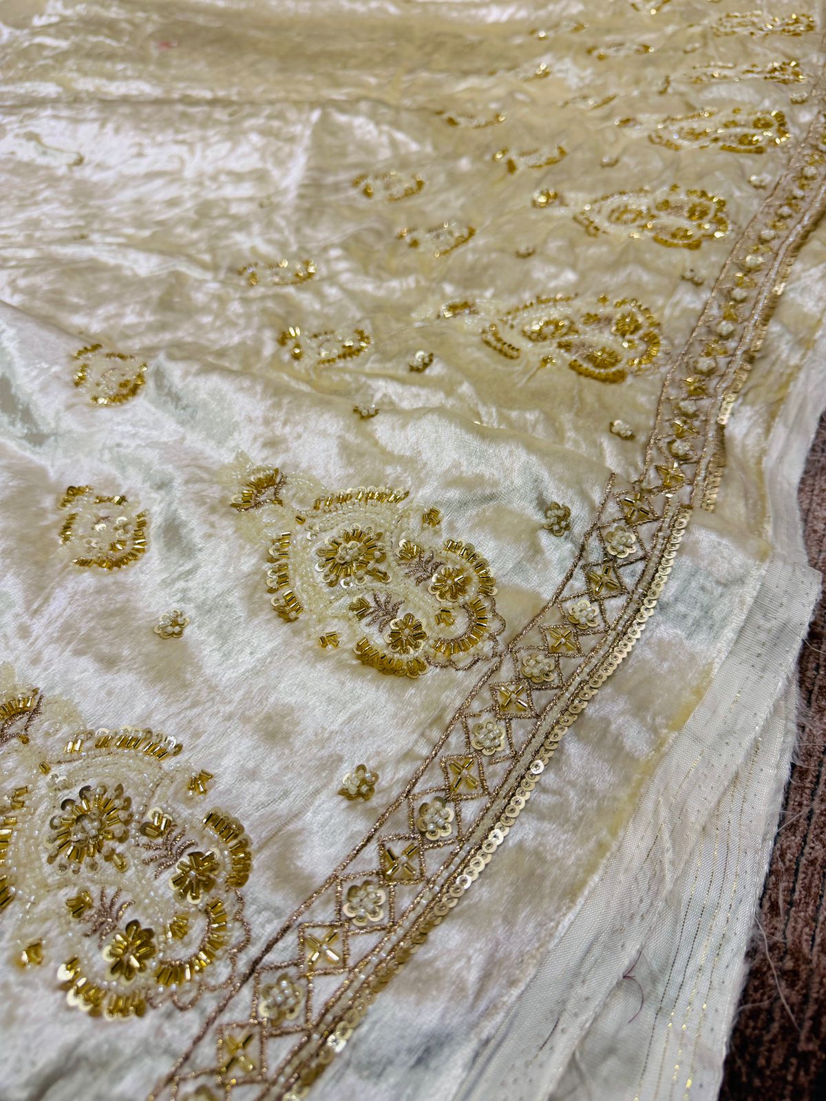 Akaay Pro Pure Velvet Handwork Embroidery Dyeable 44 inch width