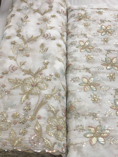 Pure Vicsose Georgette Combination Embroidery Dyeable Shirt / Bottom / Dupatta Per meter wise