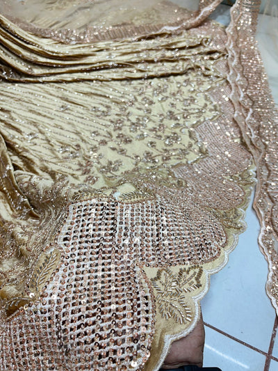 (Mix and Match ) Pure Velvet Handwork Embroidery 54 inch width / Net Dupatta With Two side Borders  37 inch width