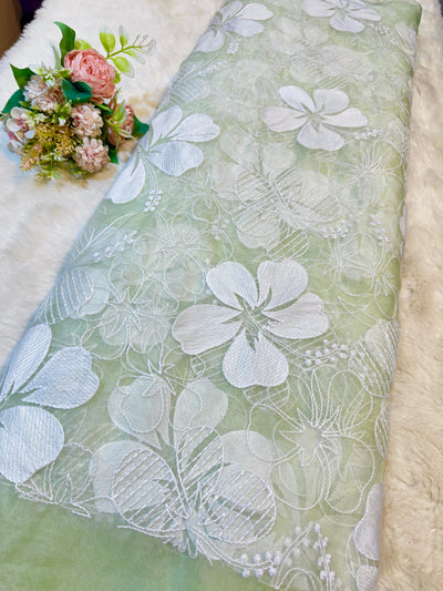 Aina Floral Organza Chikankari Embroidery 44 Inch Width