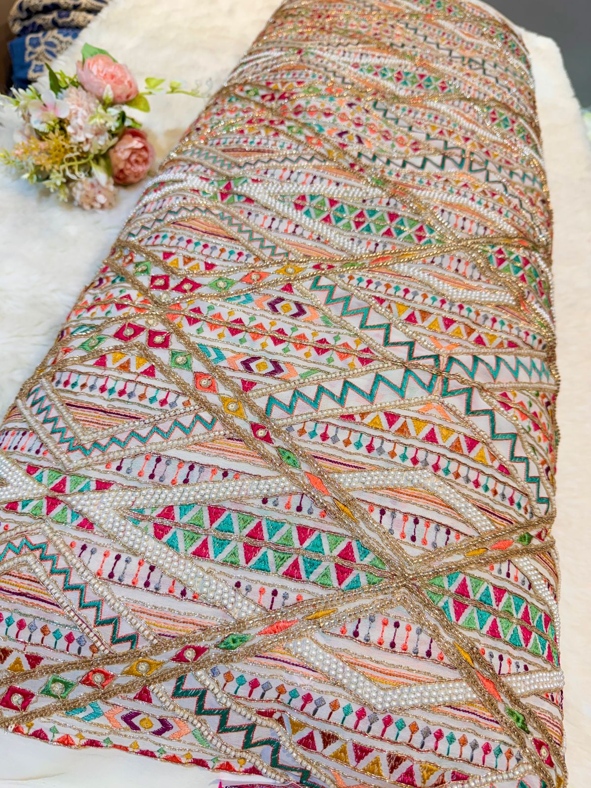 Prince Georgette Handwork Embroidery Fabric 44 Inch width