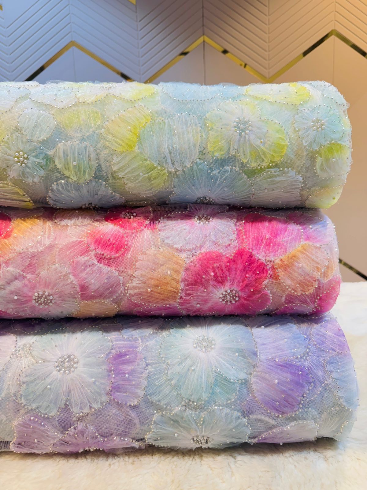 Fiza Applique Handwork Net Embroidery 54 inch width