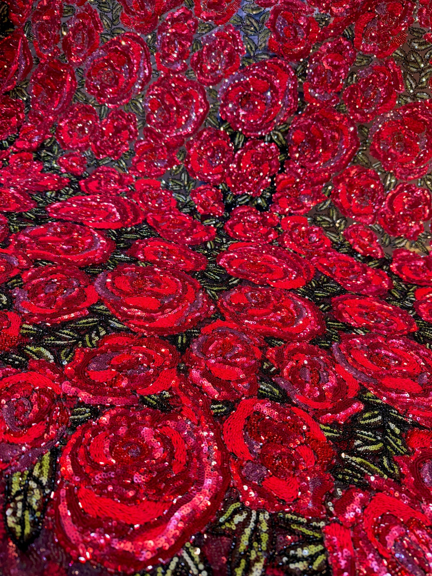 Rose Bouquet Handwork Net Embroidery 54 inch width With sequins and Cutdana Work